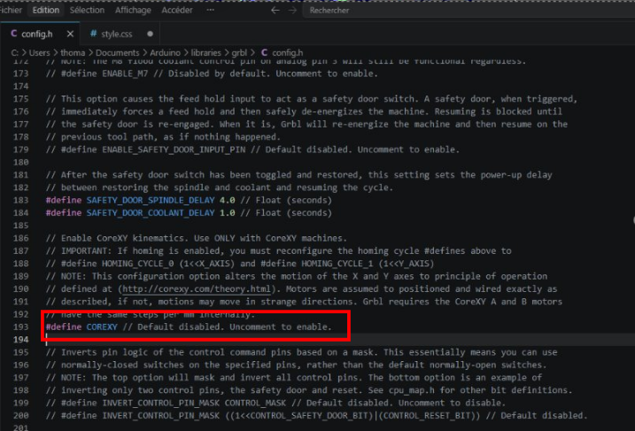 Configuration GRBL